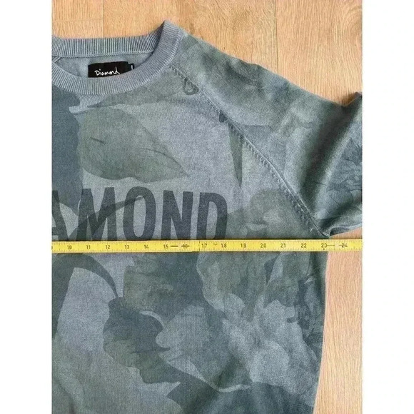 Diamond Supply Co Mens Large Crewneck Sweater Y2K Skater Blue Floral Logo - Picture 6 of 9